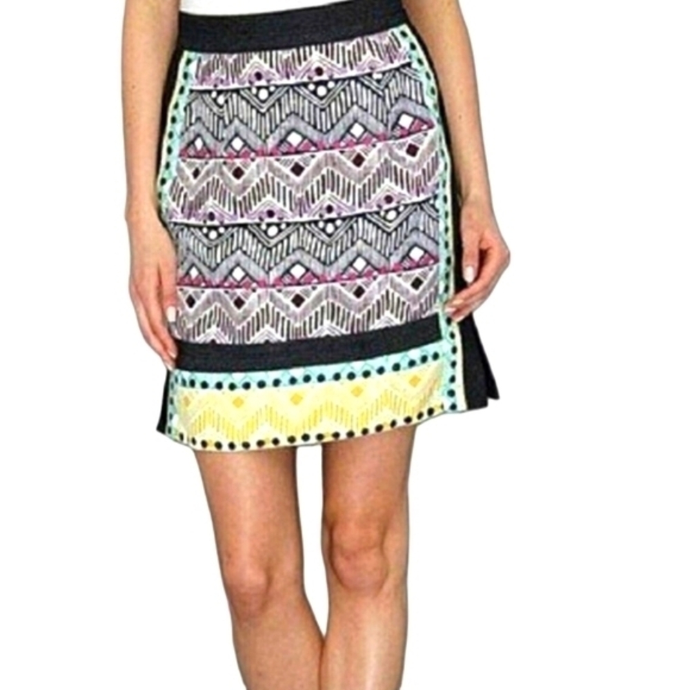 Nanette Lepore Women's Denim Linen & Silk Mini Skirt Made in USA‎